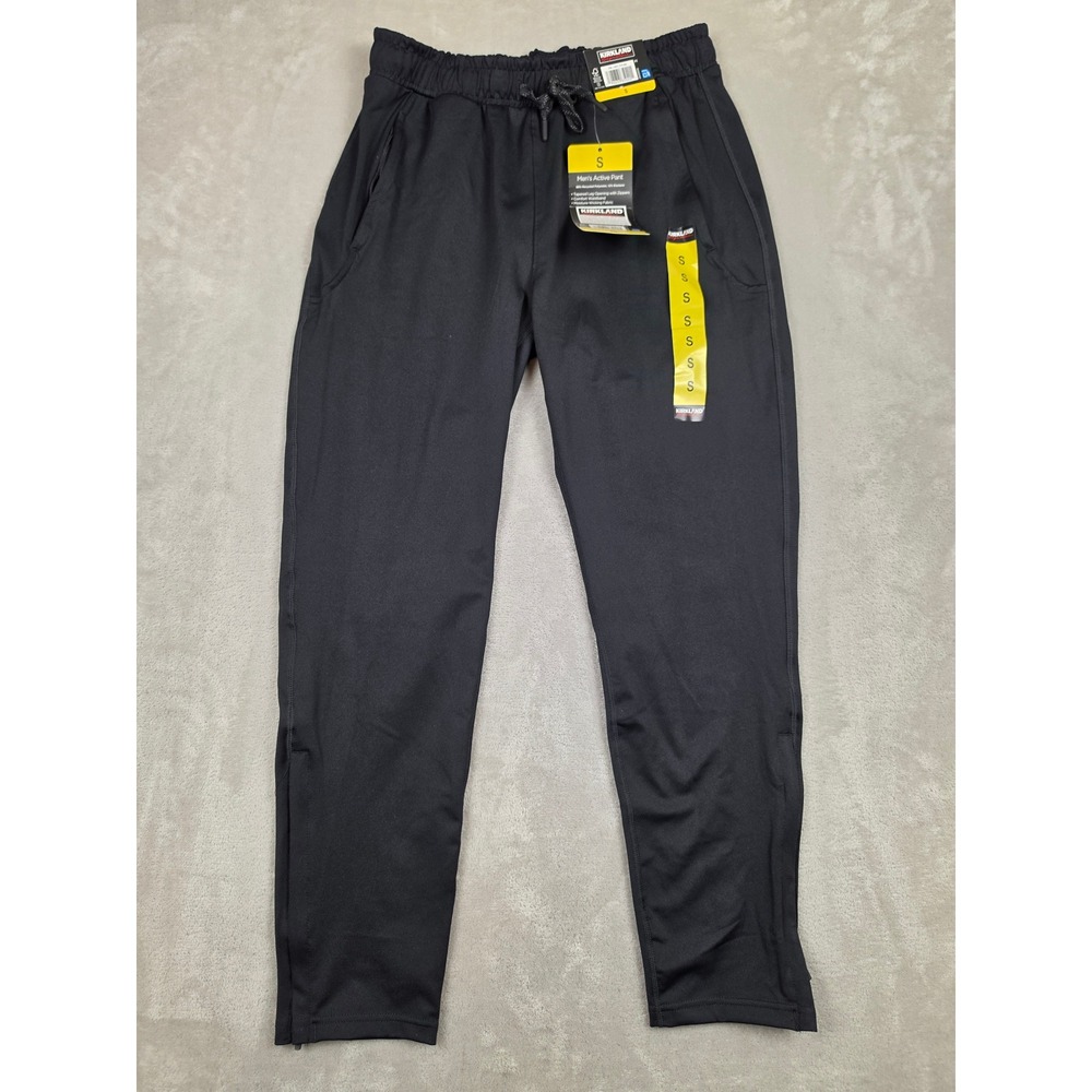 Kirkland Active Pants Men Size S Black Tapered Leg Zippers Moisture-Wicking